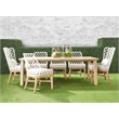 Maklaine Transitional Fabric Outdoor Wing Chair in Off White