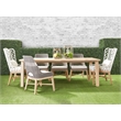 Maklaine Transitional Fabric Outdoor Wing Chair in Off White