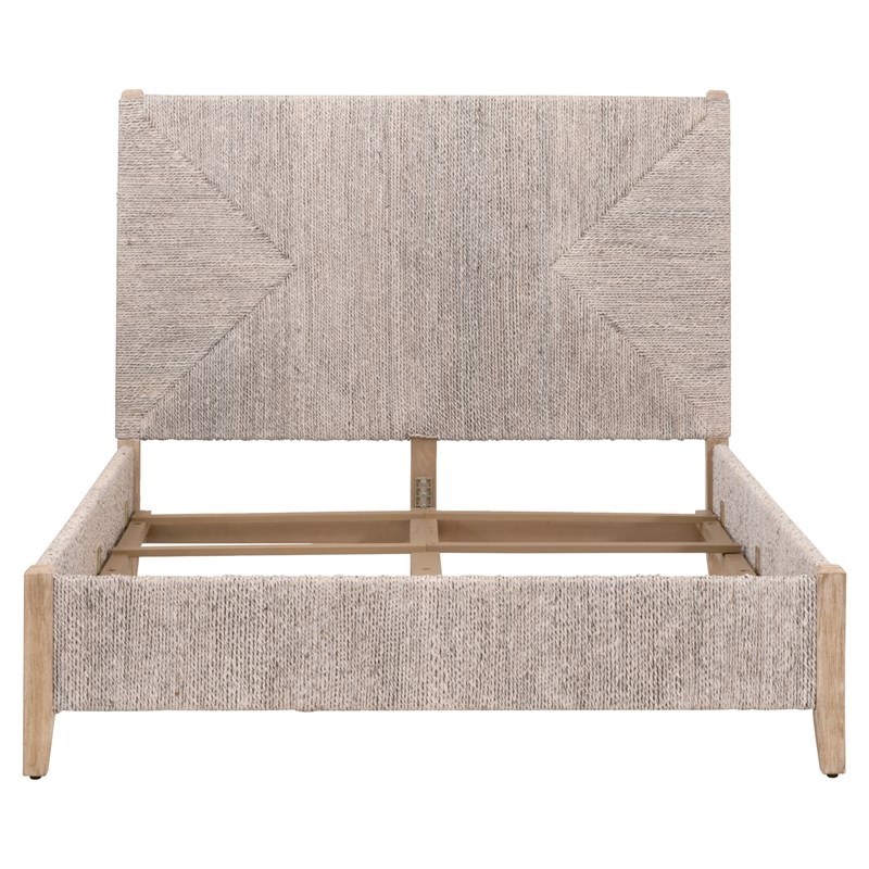 Maklaine Modern Transitional Fabric Standard King Bed in Off White
