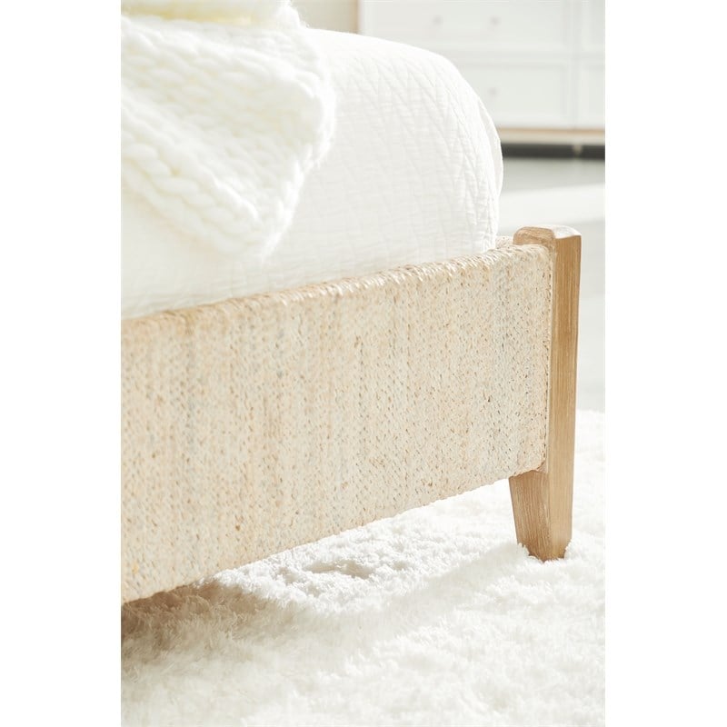 Maklaine Modern Transitional Fabric Standard King Bed in Off White