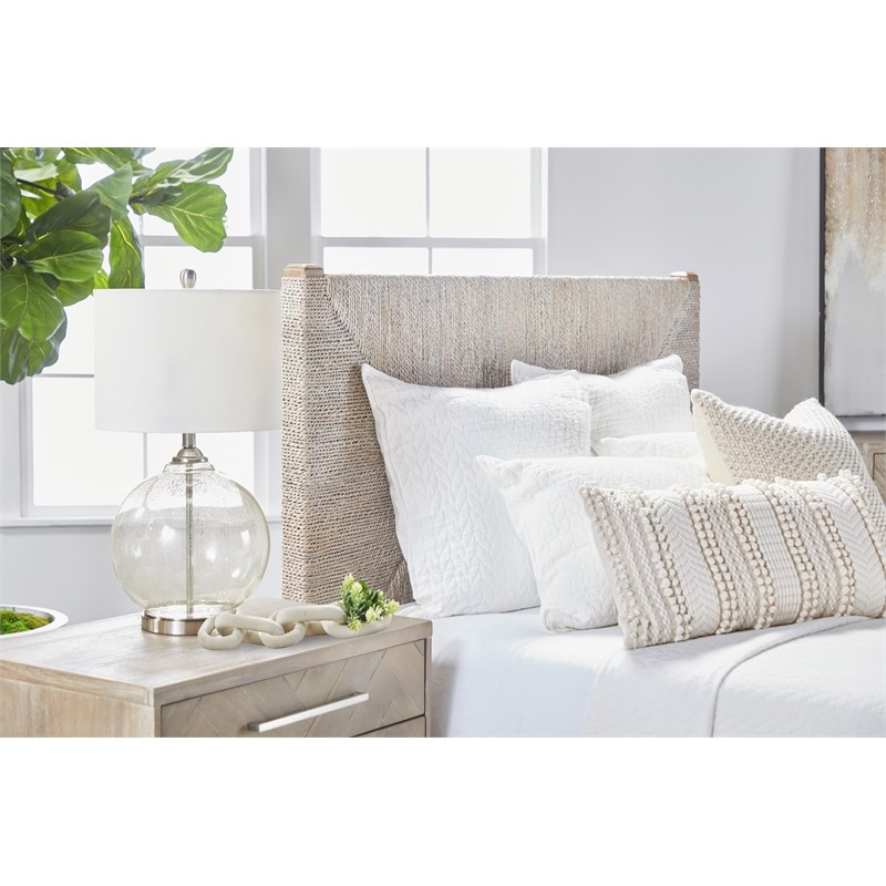 Maklaine Modern Transitional Fabric Standard King Bed in Off White
