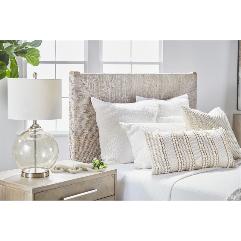 Maklaine Modern Transitional Fabric Standard King Bed in Off White