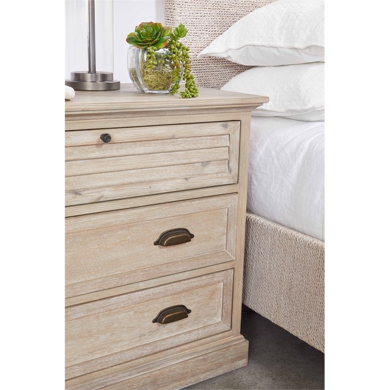 Maklaine Modern Transitional Fabric Standard King Bed in Off White