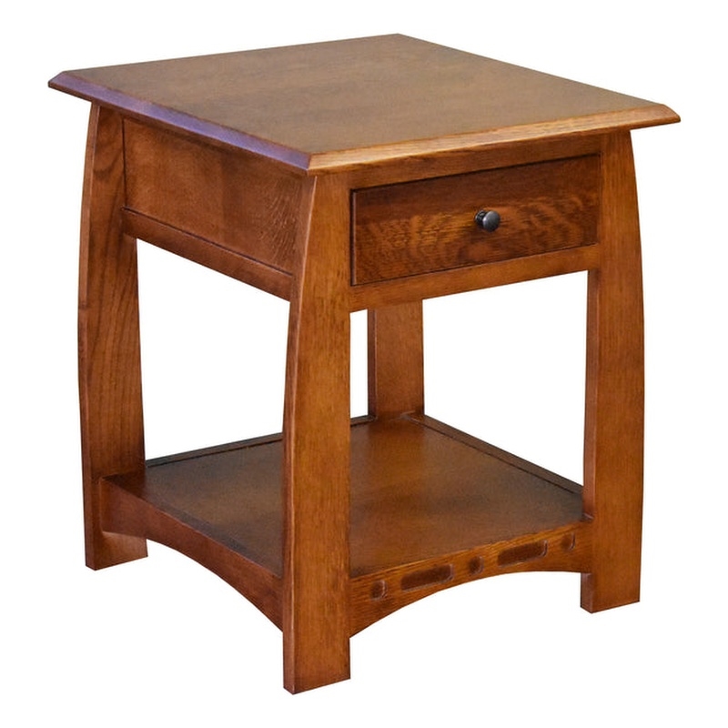 Maklaine Mission Quarter Sawn White Oak 1 Drawer Inlay End Table