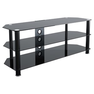 Maklaine Transitional Steel and Glass TV Stand for 39&quot to 60&quot TVs in Black