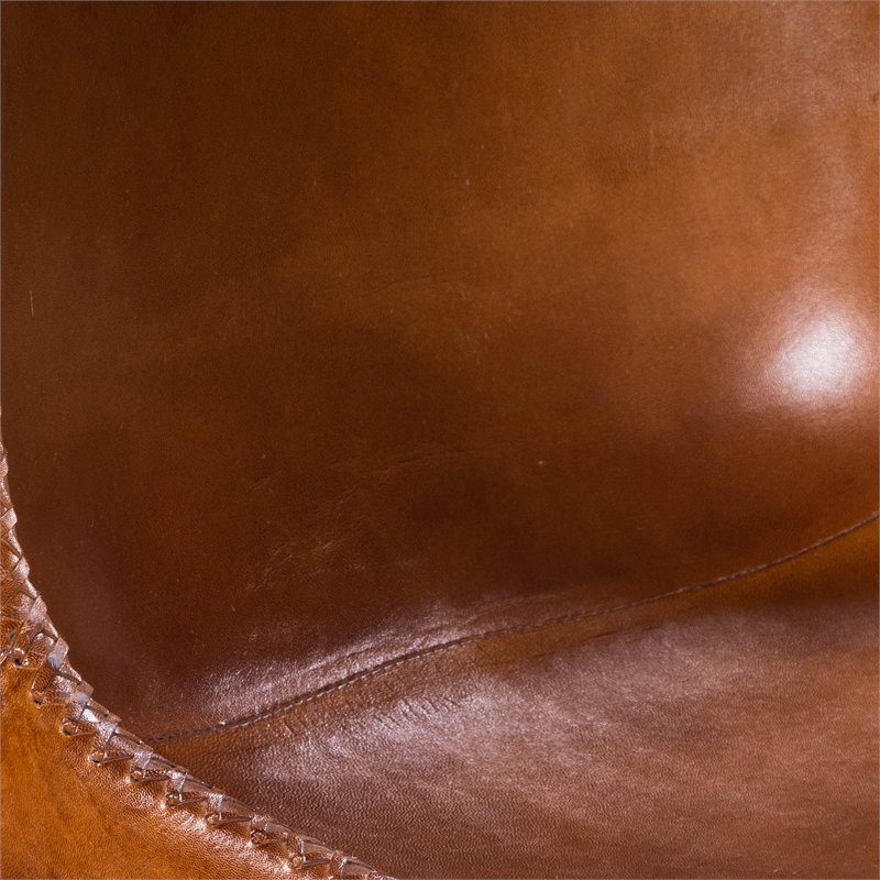 Maklaine Modern / Contemporary Leather Side Chair in Light Brown
