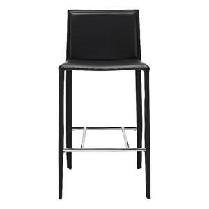 Maklaine Contemporary Euro Style Black Faux Leather 26&quot Counter Stool