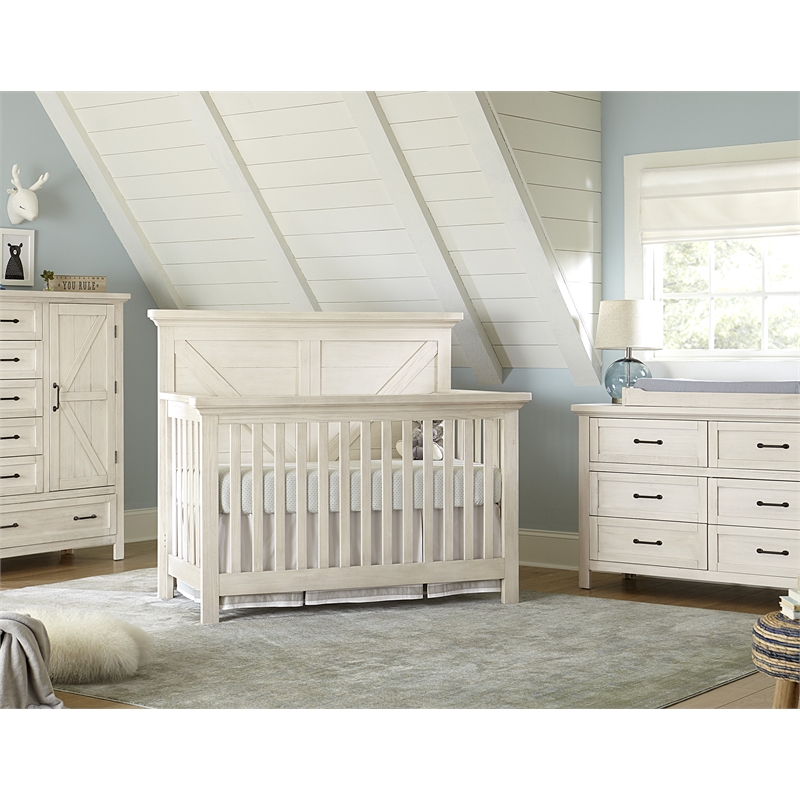 Maklaine Transitional Traditional Nightstand in Brushed White Finish