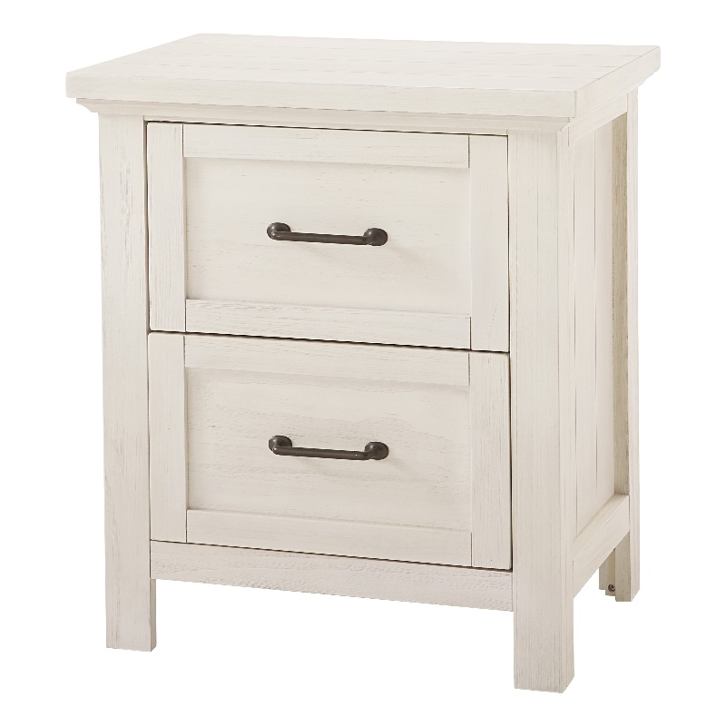 Maklaine Transitional Traditional Nightstand in Brushed White Finish
