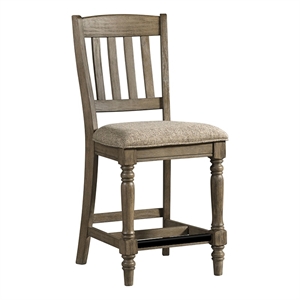 Maklaine Modern Traditional Wood Slat Back Stool in Oak (Set of 2)