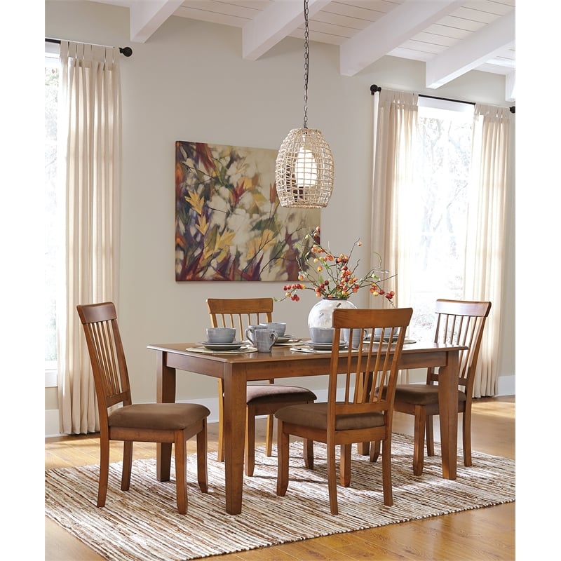 Maklaine Microfiber Upholstered Dining Side Chair in Rustic Brown