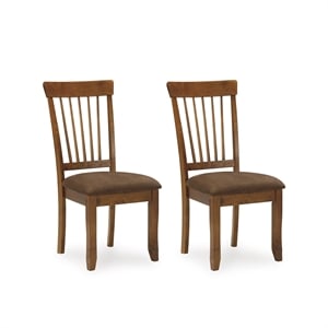 Maklaine Microfiber Upholstered Dining Side Chair in Rustic Brown