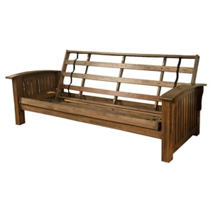 Maklaine Queen-size Brown Wood Futon Frame-Mattress Not Included