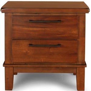 Maklaine Contemporary Solid Wood 2-Drawer Nightstand in Chestnut Brown