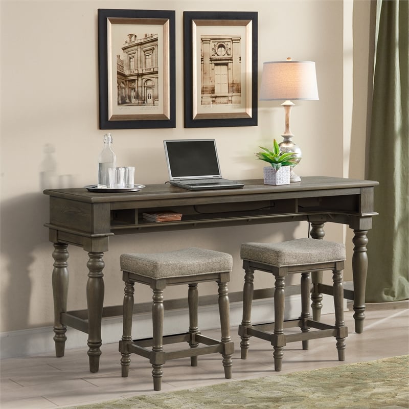 Maklaine Modern Traditional Wood Backless Stool in Oak (Set of 2)