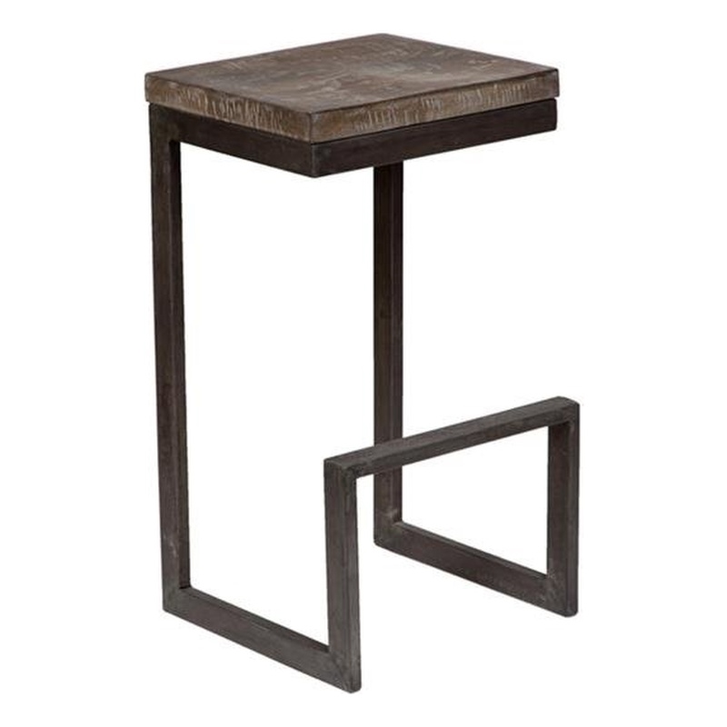 Maklaine Contemporary Architectural Metal and Mango Wood 30