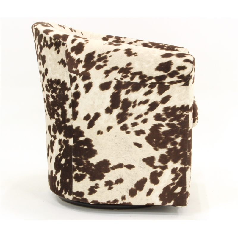 Maklaine Traditional Fabric Swivel Club Chair in Milky Brown