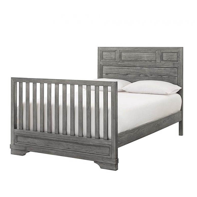 Maklaine Modern Traditional Wood Bed Rails in Brushed Pewter