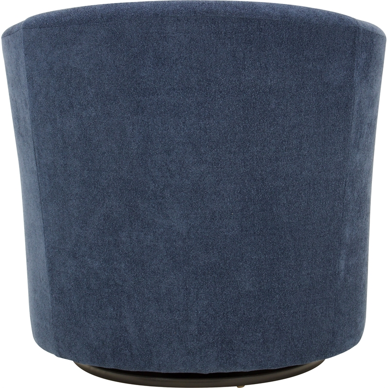 Maklaine Traditional Fabric Curved Arm Swivel Tub Chair in Navy Blue
