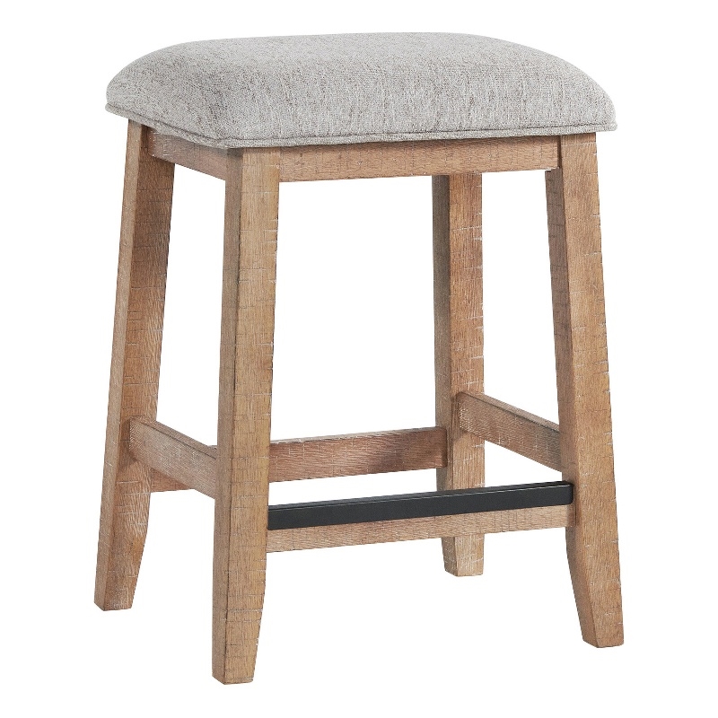Maklaine Traditional Wood Backless Stool in Brown (Set of 2)
