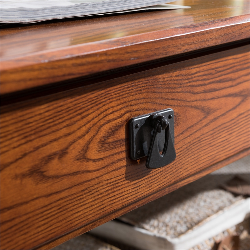 Maklaine Traditional Two Drawer Storage Wood Coffee Table in Russet
