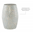 Maklaine Round Drum Table with Capiz Shell Finish in Light Blue/White