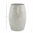 Maklaine Round Drum Table with Capiz Shell Finish in Light Blue/White