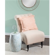 Maklaine Round Drum Table with Capiz Shell Finish in Light Blue/White