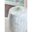 Maklaine Round Drum Table with Capiz Shell Finish in Light Blue/White