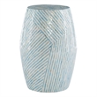 Maklaine Round Drum Table with Capiz Shell Finish in Light Blue/White