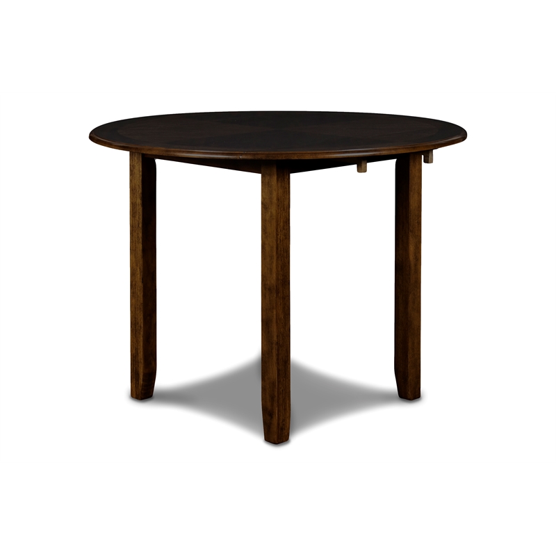 Maklaine Solid Wood Dining Drop Leaf Table with 2 Chairs in Brown