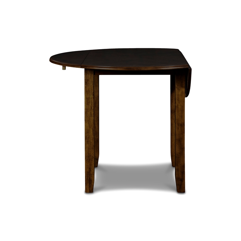 Maklaine Solid Wood Dining Drop Leaf Table with 2 Chairs in Brown