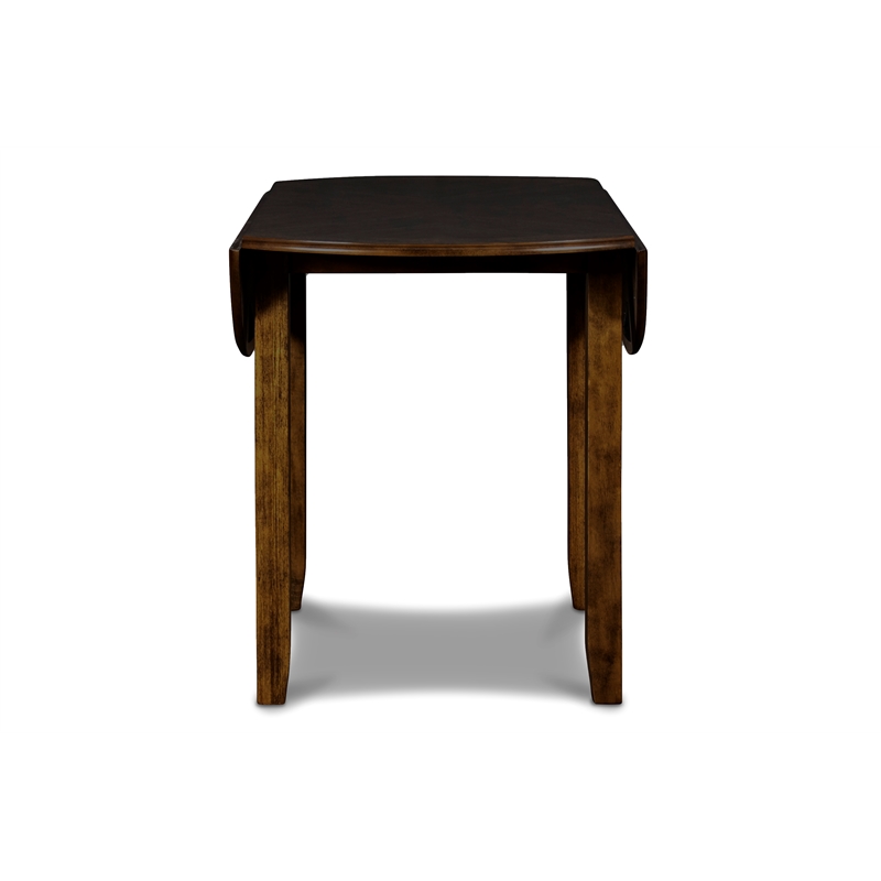 Maklaine Solid Wood Dining Drop Leaf Table with 2 Chairs in Brown