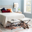 Maklaine Accent Stool Black Metal Legs with Rope Detail in Cream
