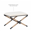 Maklaine Accent Stool Black Metal Legs with Rope Detail in Cream