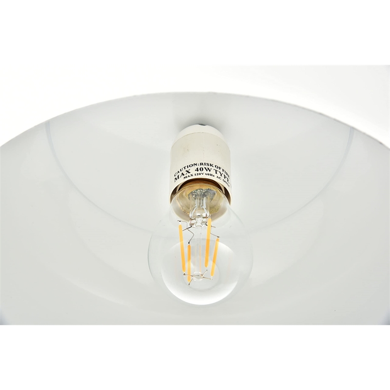 Maklaine Transitional 1 Light Aluminum Pendant in White & Natural Wood