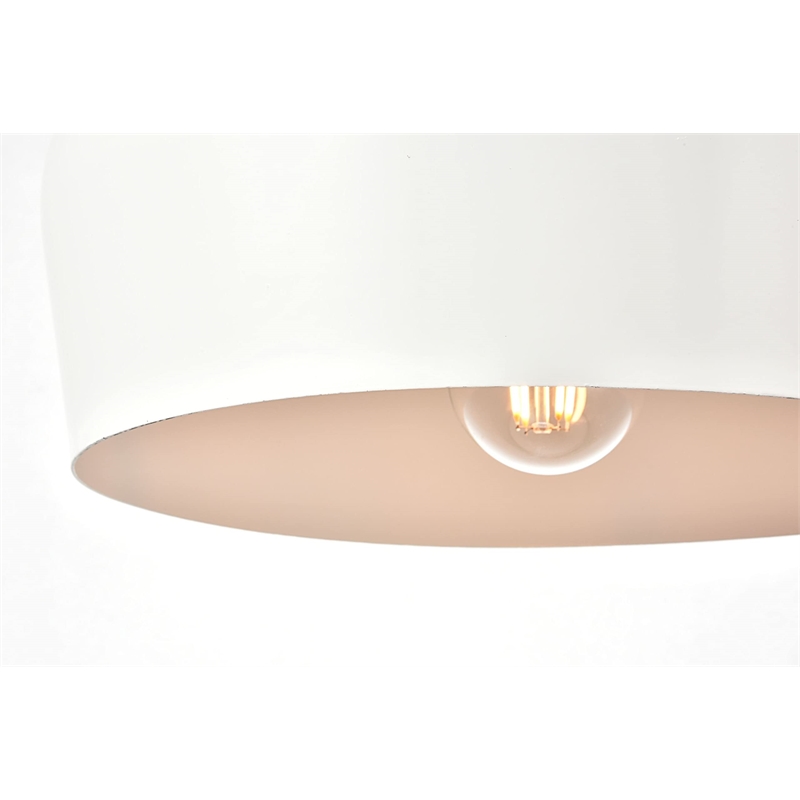 Maklaine Transitional 1 Light Aluminum Pendant in White & Natural Wood