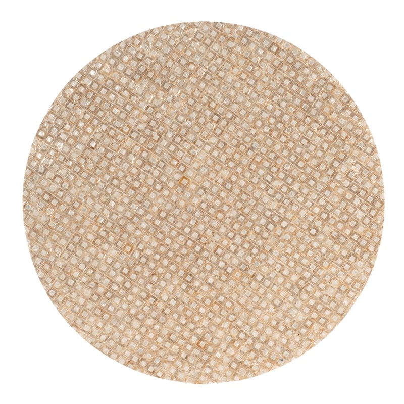 Maklaine Round Coffee/Accent Table in Gold/Ivory Capiz Shell Mosaic Finish