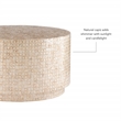 Maklaine Round Coffee/Accent Table in Gold/Ivory Capiz Shell Mosaic Finish