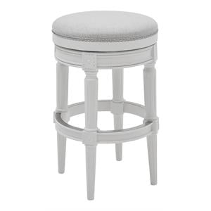 Maklaine Retro 31&quot Backless Wood Bar Height Swivel Stool in White