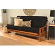 Maklaine Full-size Suede Fabric Futon in Black-Frame Not Included