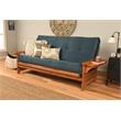 Maklaine Traditional Full-size Suede Futon in Blue-Frame Not Included