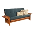 Maklaine Traditional Full-size Suede Futon in Blue-Frame Not Included