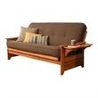 Maklaine Full Linen Fabric Futon in Cocoa Brown-Frame Not Included