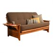 Maklaine Full Linen Fabric Futon in Cocoa Brown-Frame Not Included