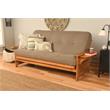 Maklaine Full-size Linen Fabric Futon in Stone Gray-Frame Not Included