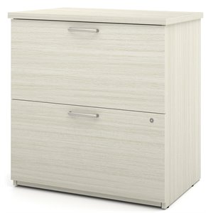 Maklaine Contemporary 29&quot Lateral File Cabinet in White Chocolate