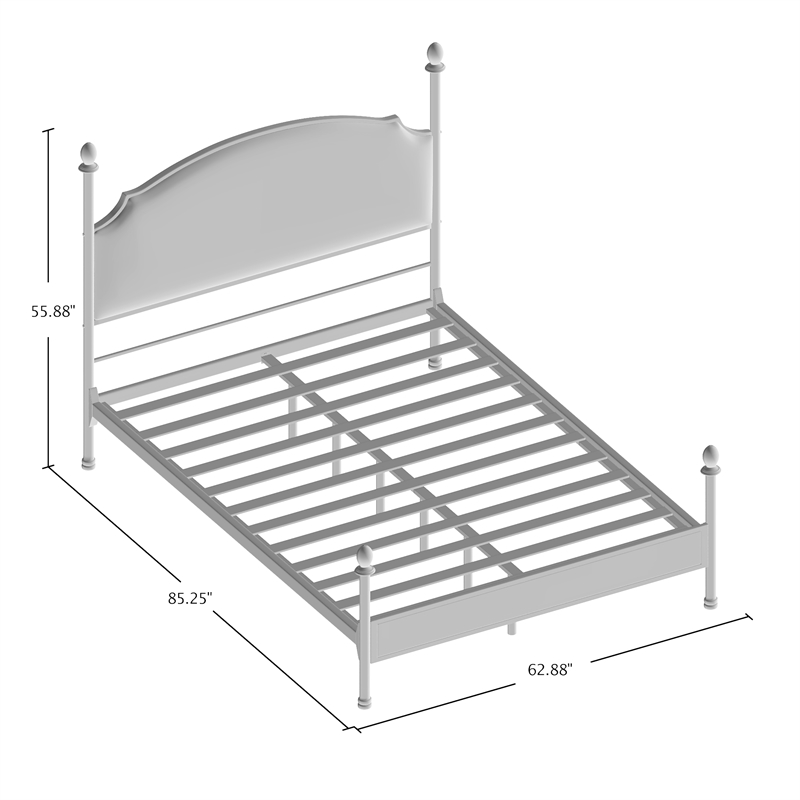 Maklaine Transitional Metal Queen Poster Panel Bed in Silver Gun Metal
