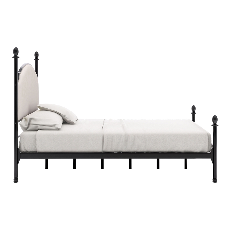 Maklaine Transitional Metal Queen Poster Panel Bed in Silver Gun Metal