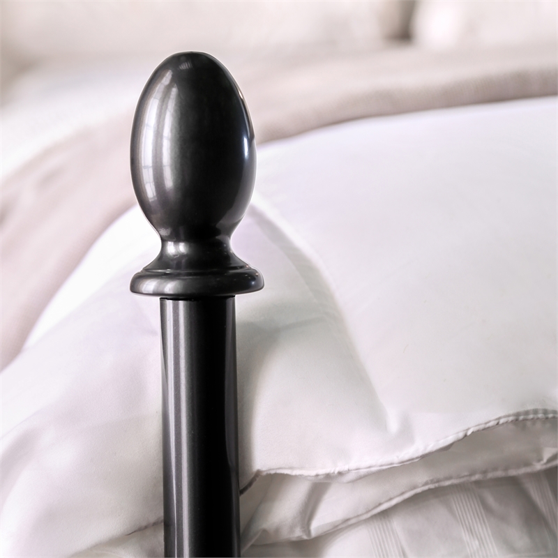 Maklaine Transitional Metal Queen Poster Panel Bed in Silver Gun Metal